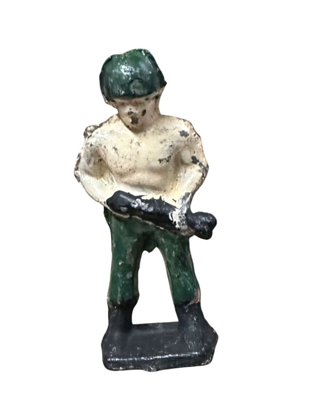 Vintage Lead Figure Military Soldier Holding Rifle Cast Lead 2.25" Tall